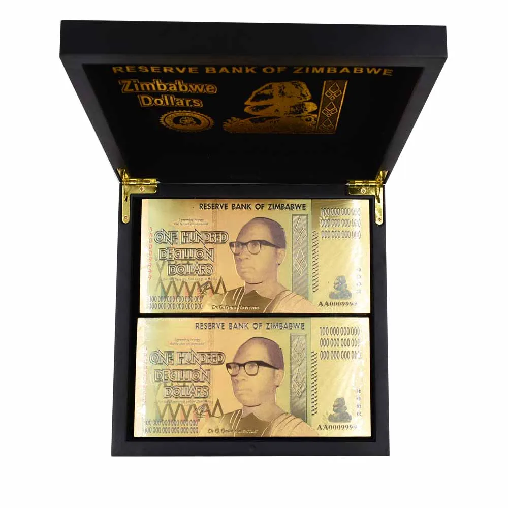 

24K Gold Zimbabwe Banknote Paper Money One Hundred Trillion Quintillion Decillion Vigintillion Ticket for Collection Souvenir