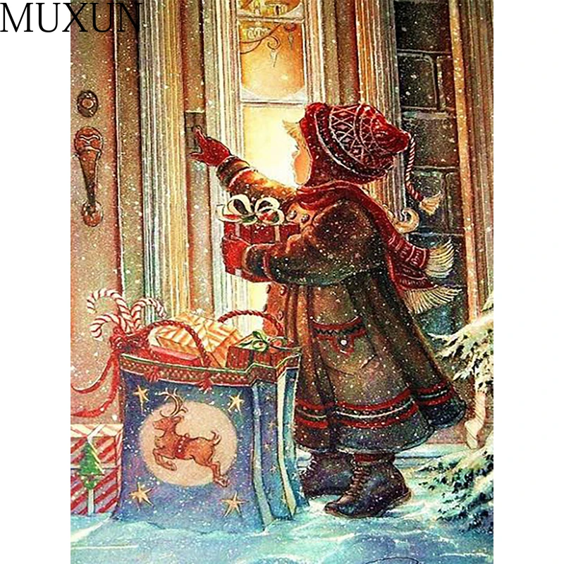 Diy Алмазная картина девушка дающая подарок мозаика вышивка полный набор горный