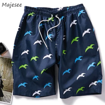 

Board Shorts Men Harajuku Summer Beach Swimming Wear Surfing Floral Printed Elastic Waist Leisure Korean Style Mens Swimsuit