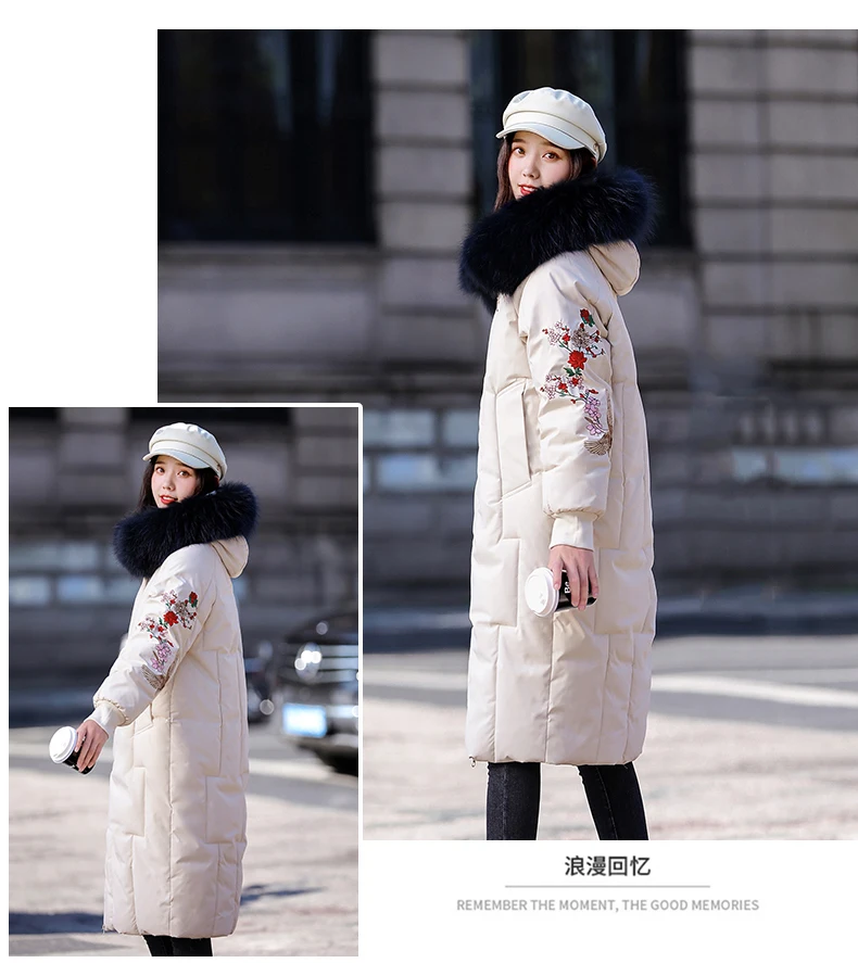 Толстая теплая Женская куртка, зимнее длинное пальто для женщин, большие размеры, M-5XL, стеганые парки, пальто, стеганые куртки с вышивкой YTNMYOP