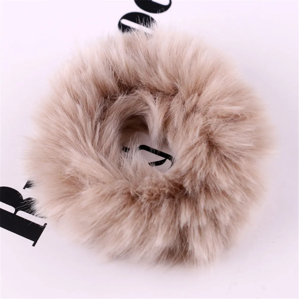

1X Soft Fluffy Faux Furs Fuzzy Noble 2020 New Chic Scrunchie Elastic Hair Ring Rope Accessories Elastic Bean Pink Hair Bands