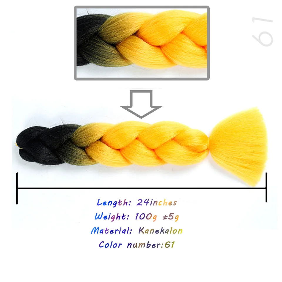 LVHAN Джамбо косички аксессуары для волос длинные Омбре Джамбо синтетические косички волосы желто-фиолетовый серый наращивание волос негабаритный пинцет - Цвет: #350
