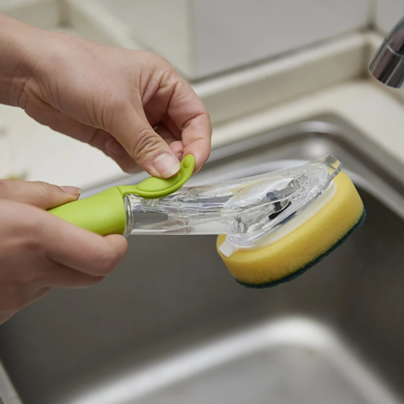 High Quality Protable Scrubber Multifunction Brush For Kitchen Bathroom Cleaning Brush+ Sponge Head Easy Installation