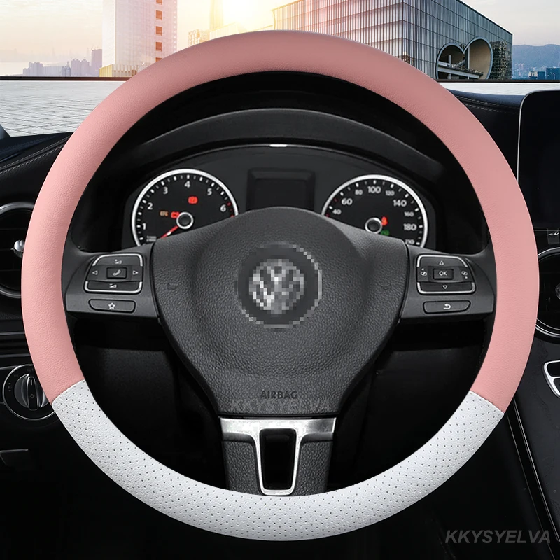 Microfiber Leather 38CM Car Steering wheel Cover Anti-Slip for VW Golf 7 Polo Bora Passat Touran CC T6 T5 T4 Auto Accessories