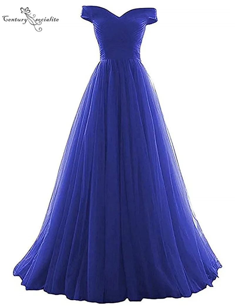 Royal Blue Бордовые Длинные Выпускные платья с открытыми плечами корсет сзади плиссированные дешевые вечерние платья размера плюс вечерние платья vestido de festa - Цвет: Royal Blue
