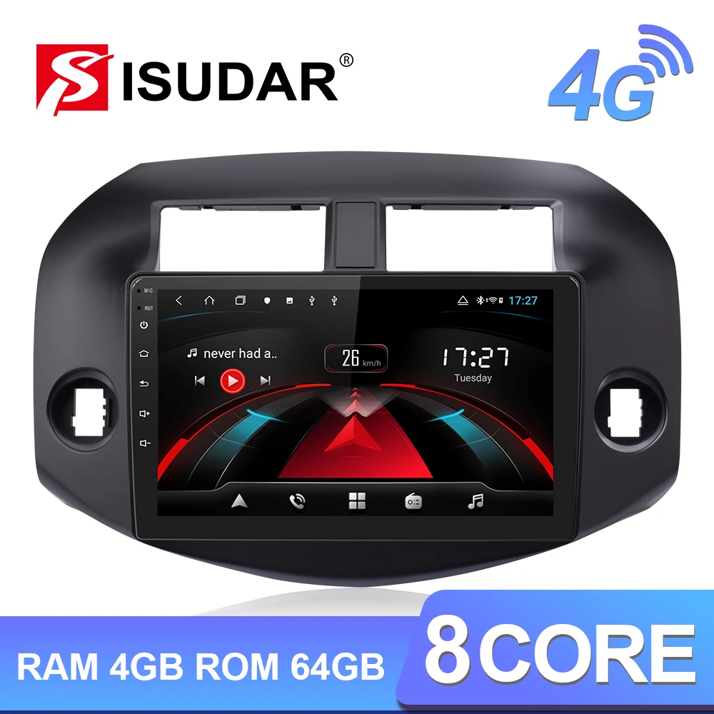 Isudar H53 4G Android 1 Din Авто Радио для Toyota/RAV4 2007-2011 Автомобильный мультимедийный 8 ядерный ОЗУ 4 Гб ПЗУ 64 Гб gps DVR камера ips DSP
