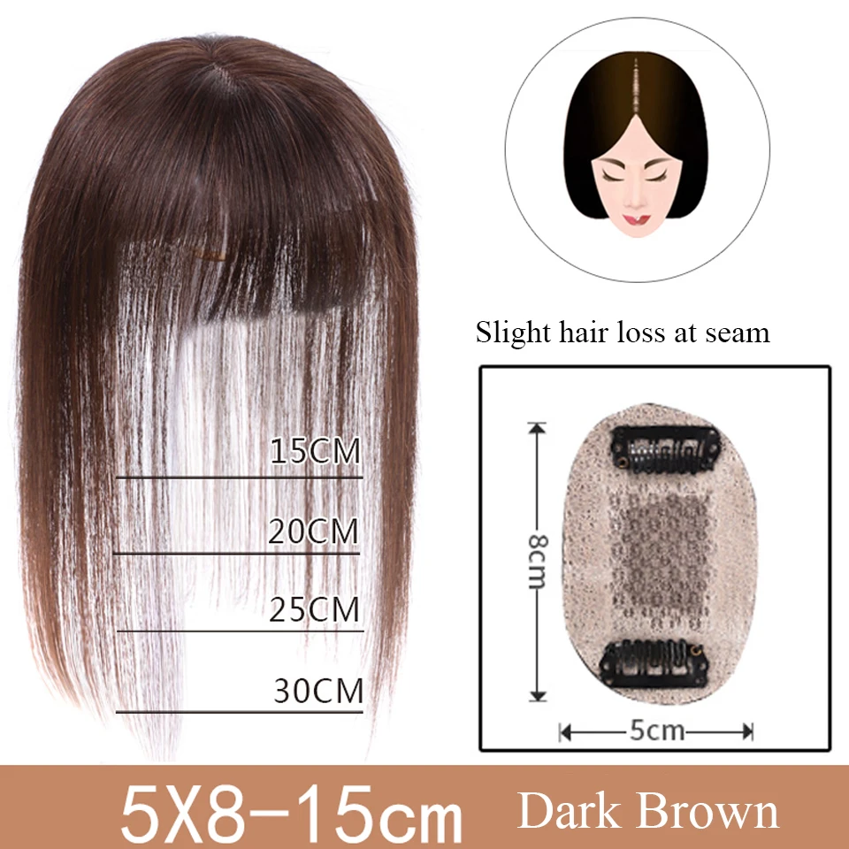 Brazilian Straight Topper Hair Remy Hair with Bangs for Women Clip-in One-piece Hair Extension Human Hair Pieces for Hair Loss
