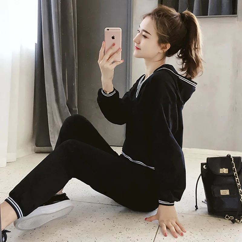 

Autumn New Tracksuit Women Two piece Set Harem Pants Sports Cap Student Sweater 2 Piece Female Tracksuit Women's Casual Suit