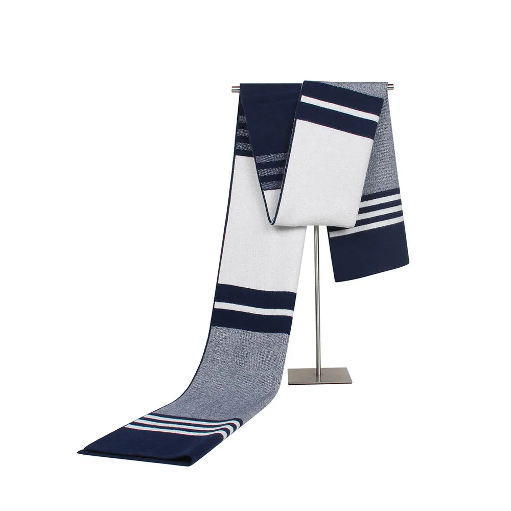 Navy Men Scarf FS Winter Mens Scarf Cashmere Classic Business Pink Pashmina Shawls Long Soft Male Neck Wraps Foulard Homme - Цвет: Navy Men Scarf