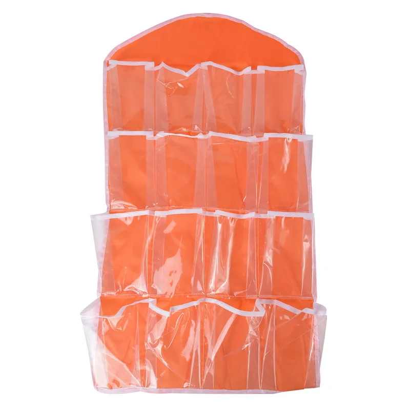 16 карманов стенной гардероб висят органайзер хранение мелких украшений трусы в форме мешочка Косметика игрушки Органайзер сумки - Цвет: Orange