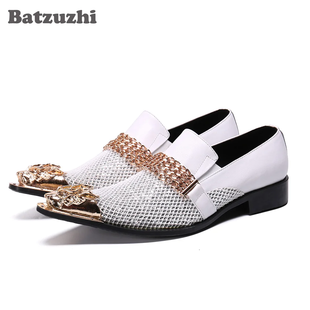 

Batzuzhi Italian Type Formal Leather Shoes Men Men Dress Shoes Men Pointed Toe White Blink Wedding Shoes, Big Sizes 38-46