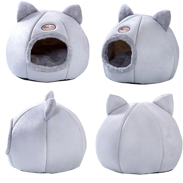 Plush Cat House Self Warming Indoor Cats Dog Bed with Removable Mattress Puppy Kitten Hamster Cage Cave Soft Lounger Sofas