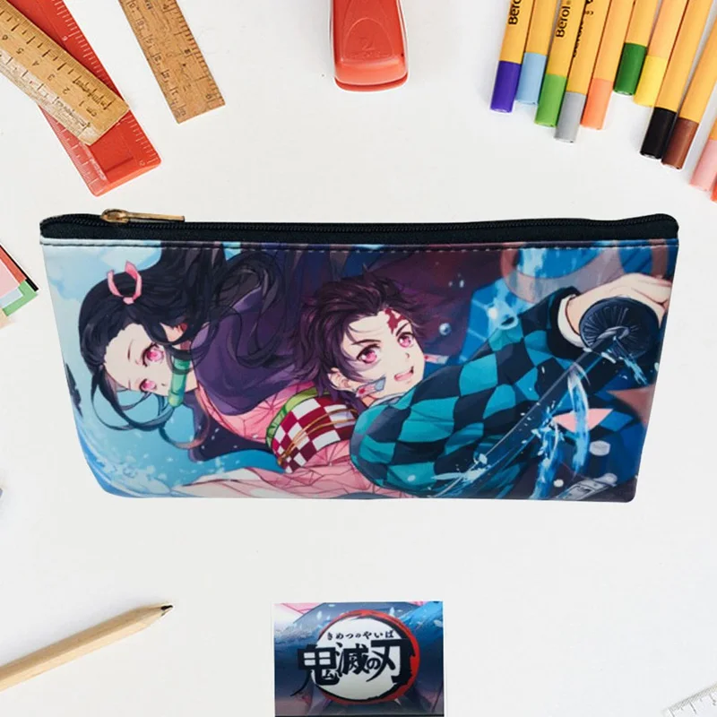 Demon Slayer: Kimetsu No Yaiba Tanjiro Kamado милый полиуретановый чехол для карандашей, сумка для ручек, школьные принадлежности для обучения, канцелярские принадлежности