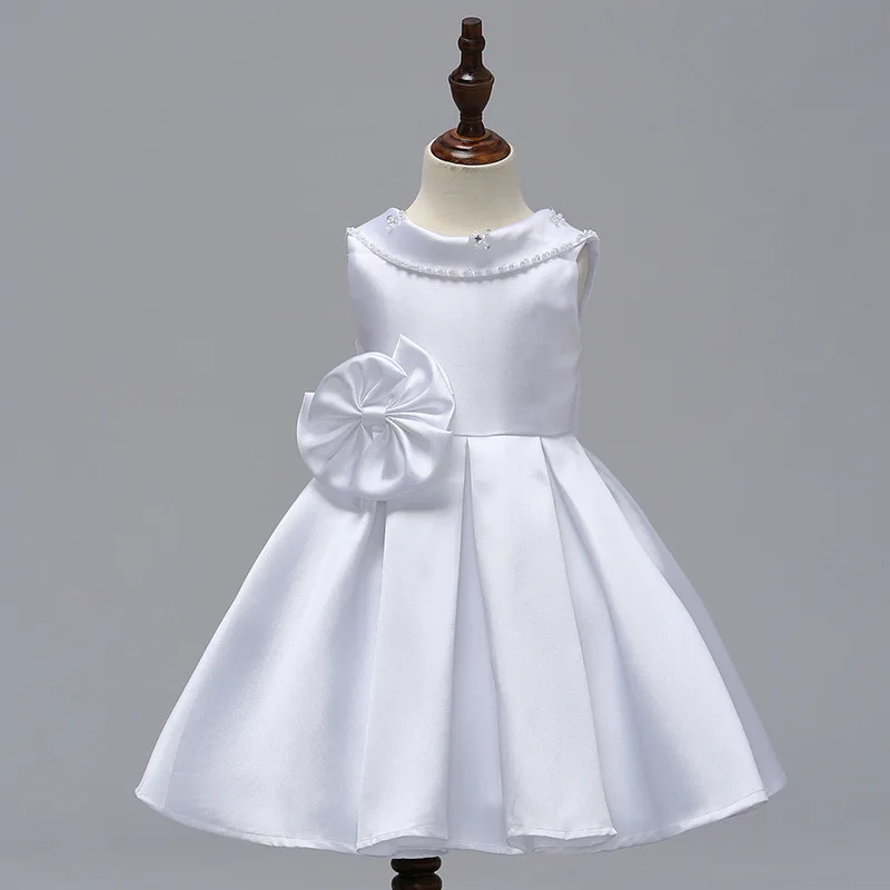 Europe And America New Style Flower Beads Formal Dress Flower Boys/Flower Girls Exposed Back off-Shoulder Dress Bow Princes