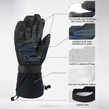 

Warm Gloves New Thermostat 3M Winter Outdoor Men Autumn Winter Warm Gloves Leather Touch Screen Full Finger Gloves High Quality
