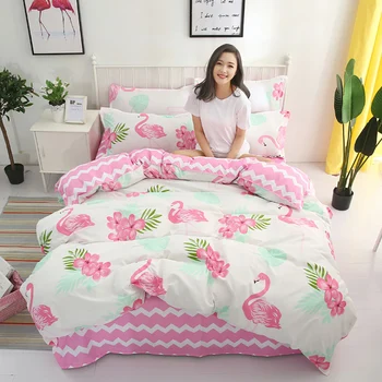 

Thumbedding Flamingo Bedding Set For Girls Romantic Soft Duvet Cover King Size Queen Full Twin Single Unique Design Bed Set
