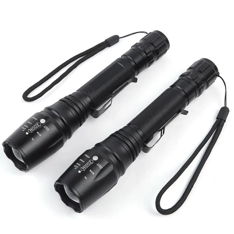 

Manufacturers Wholesale Power Torch Black And White with Pattern Clip Flashlight Camping Retractable Long-Range Zoom Feature Fla