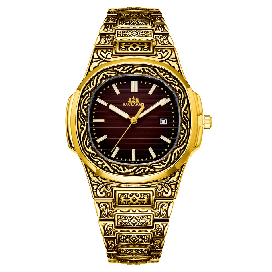 Gold Gradient Coffee Мужские Винтажные светящиеся часы в античном стиле, розовое золото, желтое золото, серебро, 2 тона, Модные Синие Серые кофейные Модные кварцевые роскошные часы - Цвет: Gold Gradient Coffee