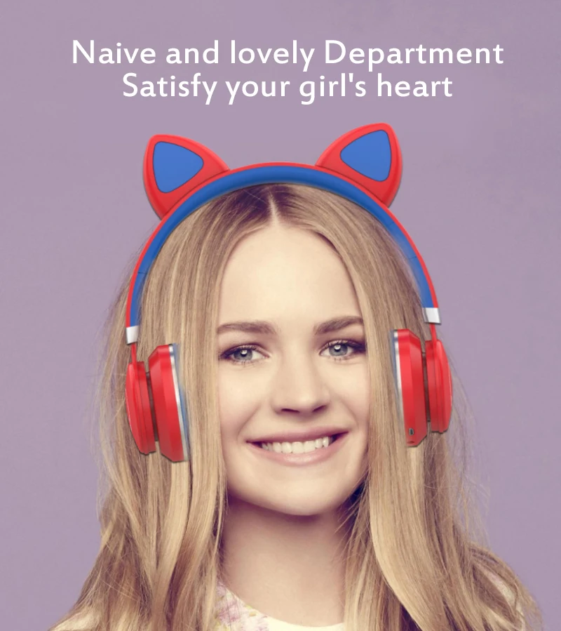 LED Cat Ear Headphones Bluetooth 5 0 Noise Canceling Adults Kids Girl Headphones Support TF Card FM Radio With Microphone Wirele
