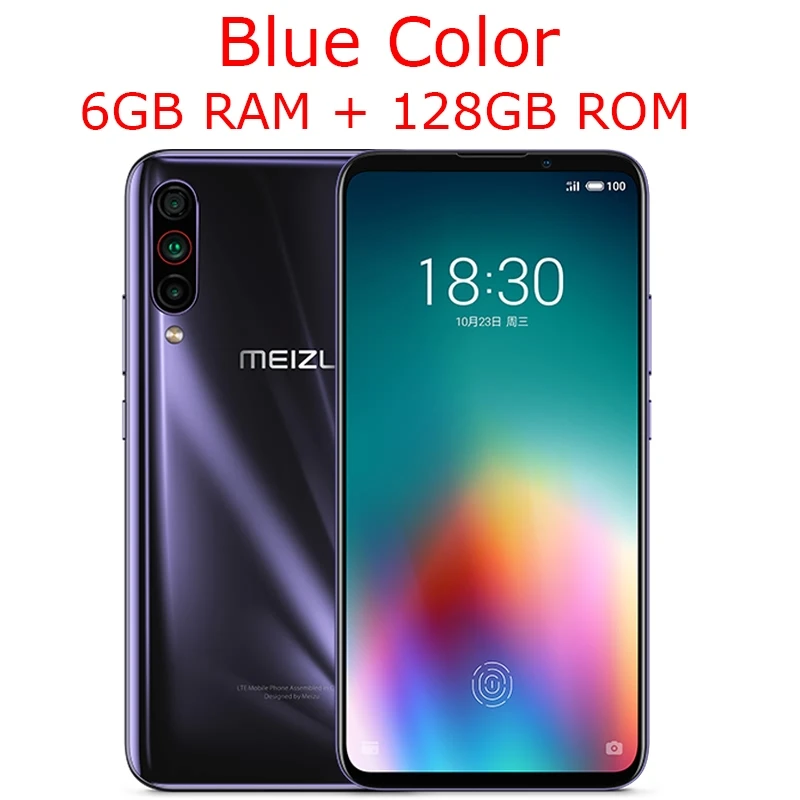 Meizu 16 T, 4G LTE, 6 ГБ, 128 ГБ, Восьмиядерный процессор Snapdragon 855, экран 6,5 дюйма, 2232x1080 P, FHD экран, три камеры заднего вида, сотовый телефон - Цвет: Blue 6G 128G