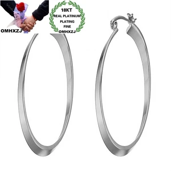 

OMHXZJ Wholesale EA622 European Fashion Woman Girl Party Birthday Wedding Gift Simple Oval 18KT Rose White Gold Hoop Earrings