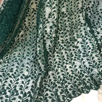 

Newest african cord lace fabrics nigerian lace fabric 2020 high quality lace Green French Lace Fabric For Wedding mv521