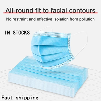 

Disposable Face Mask Non-woven 3 Layer Anti-Pollution Elastic Facial Masks Dust-Proof Haze Earloop Safety Masks