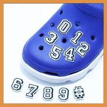 Hot New 1PCS Black And White Letters Icon Shoes Charms DIY Name Lovely Hole Slipper Accessories Number Croc Buckles