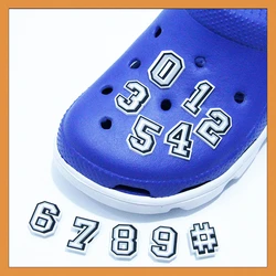 Hot New 1PCS Black And White Letters Icon Shoes Charms DIY Name Lovely Hole Slipper Accessories Number Croc Buckles