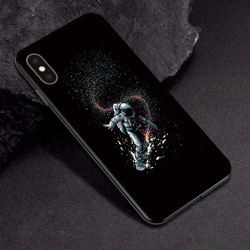 Черный чехол из ТПУ для Apple iPhone X XR XSMax 11 чехол Модный мультяшный астронавт для Apple iPhone 6 6S 7 8 Plus чехол для телефона бампер - Цвет: TPUBLK548