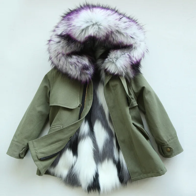 as picture Dollplus/-30 градусов зимняя куртка пальто с мехом для девочек; детская одежда; теплая куртка с капюшоном пальто из искусственного меха девушки верхняя одежда Для мальчиков ясельного возраста куртка - Цвет: as picture