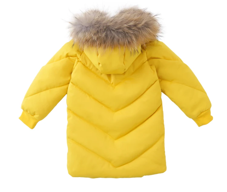 Fashion Children Winter Down Cotton Jacket Girl Clothing Kids Clothes Warm Thick Parka Fur Collar Hooded Long Coats Outfits