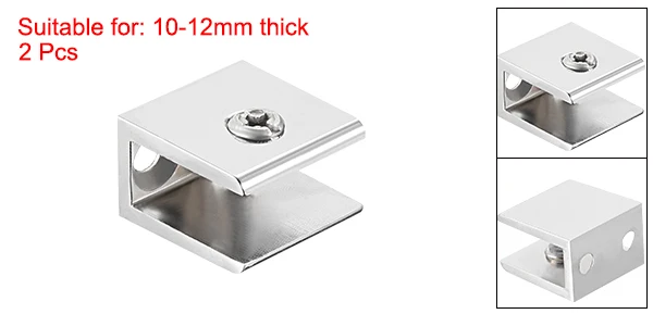 Regular 10-12mm 2pcs Uxcell 2/4/8 шт. Стекло кронштейны для полок регулируемый браслет из цинкового сплава держатель прямоугольник для 7-10/7-11/8-10/10-12/10-3 мм толщиной - Цвет: Regular 10-12mm 2pcs