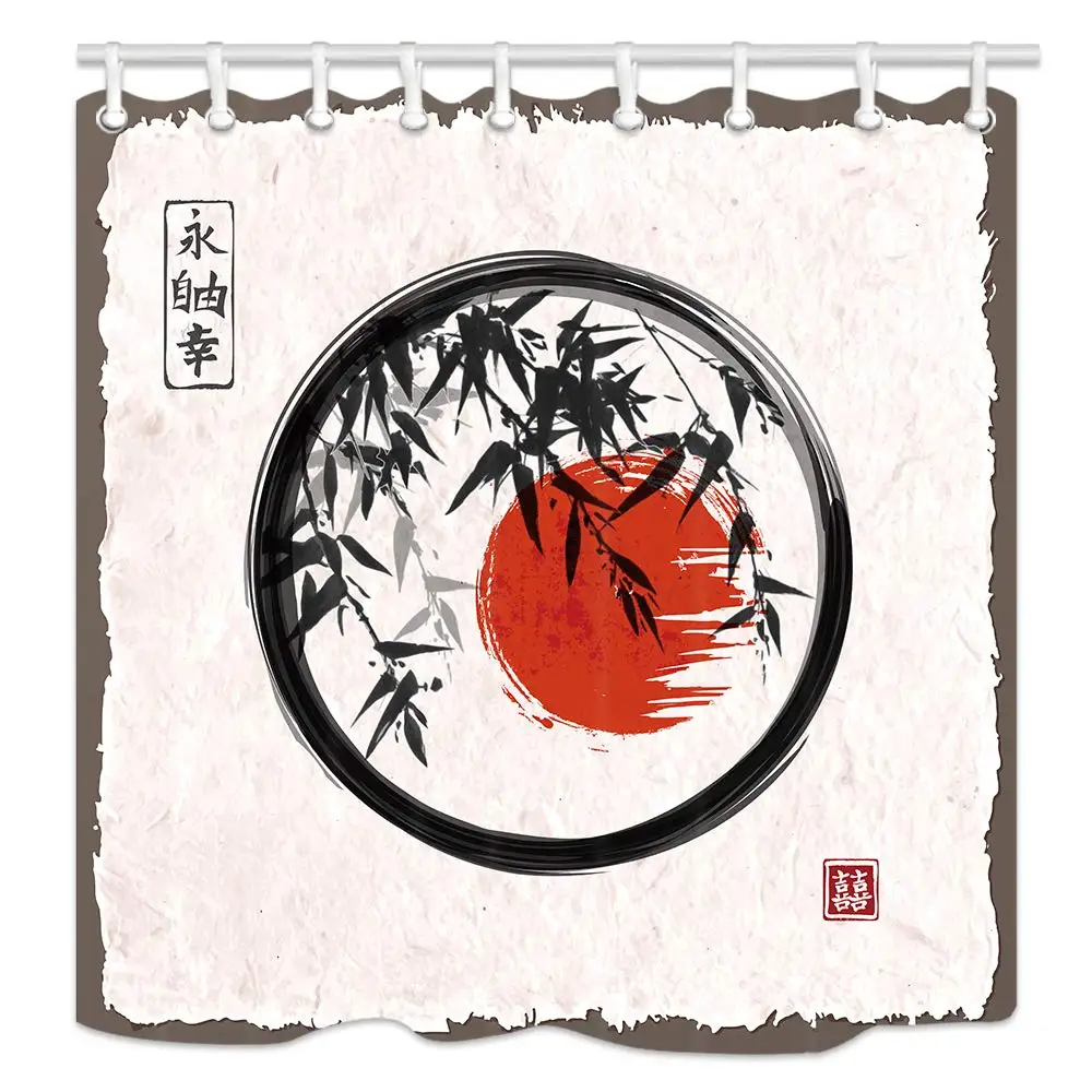 Бамбуковые деревья и солнце в Enso Zen Circle полиэфирная ткань водонепроницаемые