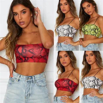

New Sexy Women Strap Slim Fit Vest Snakeskin Pattern Tank Vest Crop Top Summer Serpentine Print Shirt Plus Size Bustiers Corsets
