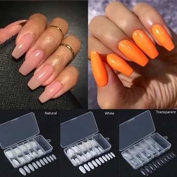

MSHARE Half False Nail Tips Coffin Natural Transparent White 100pcs