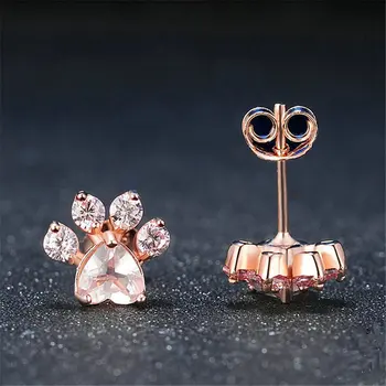 

Footprints earring cute cat claw copper zircon alloy earrings Women Wedding Party Romantic Fine Jewelry