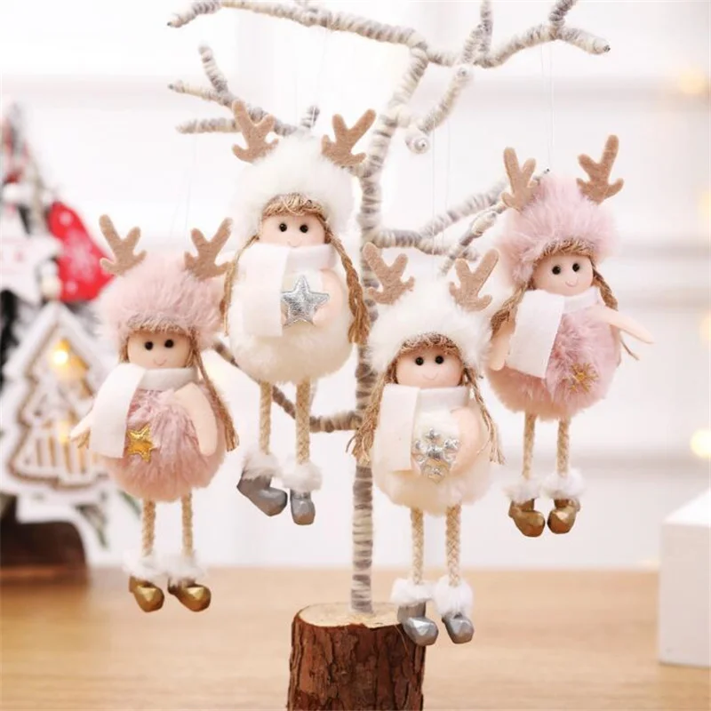 

1PC White Plush Angel Christmas Decoration Pendant Cute Angel Doll Christmas Tree Closet Hanging Ornaments Xmas Party Decor