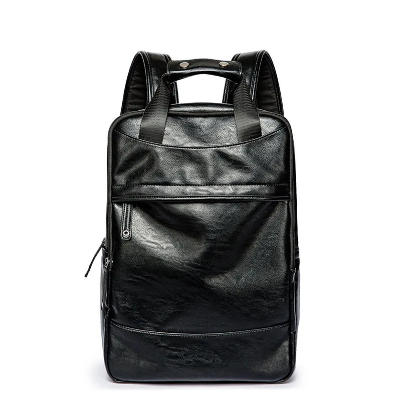 

New men's casual fashion youth pu leather backpack travel bulk backpack