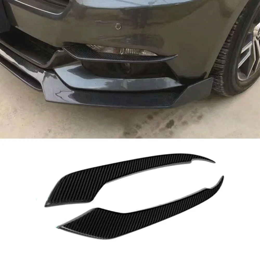 Carbon fiber Front Fog Lamp Air Vent Fin Trims Covers for Ford Mustang GT V8 V6 GT350R Coupe 2015 2016 2017 Bumper Winglet
