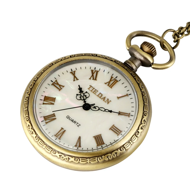 Античный прочный чехол из сплава кварцевые часы нормальный корпус Циферблат с римскими цифрами карманные часы на цепочке Подвесные часы для мужчин и женщин