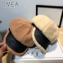 OMEA кашемировая Кепка с козырьком для женщин, одноцветная зимняя шапка с козырьком с коротким козырьком, трендовые Восьмиугольные шапочки, плюшевая Зимняя кепка с козырьком
