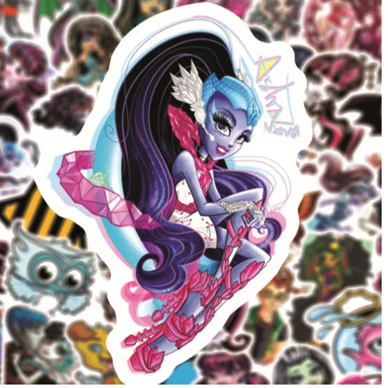 10/30/50pcs  Monster High School Animation Skateboard Travel Suitcase Phone Laptop Luggage Stickers Diy Kids Girl Toys
