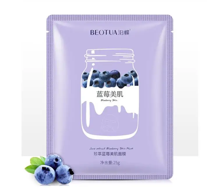 blueberry Маска для лица с натуральными фруктовыми экстрактами, гиалуроновая кислота, маски для лица, увлажняющая, контроль над маслом, против прыщей антивозрастной отбеливающий уход за кожей лица - Цвет: blueberry