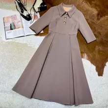 Новое Женское модное клетчатое платье с пятиточечными рукавами 1024