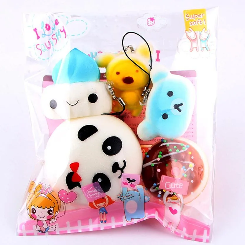 

10pcs Mini Soft Squishy Bread cute squishy package Toys Key rising wipes anti-stress toys @A