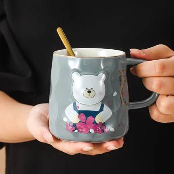 

EWAYS Cute Couple Creative Ceramic Mugs Cup Tea Cup Milk Coffee Cup Cartoon Kitten / Bear Home Office Cup Fruit Juice