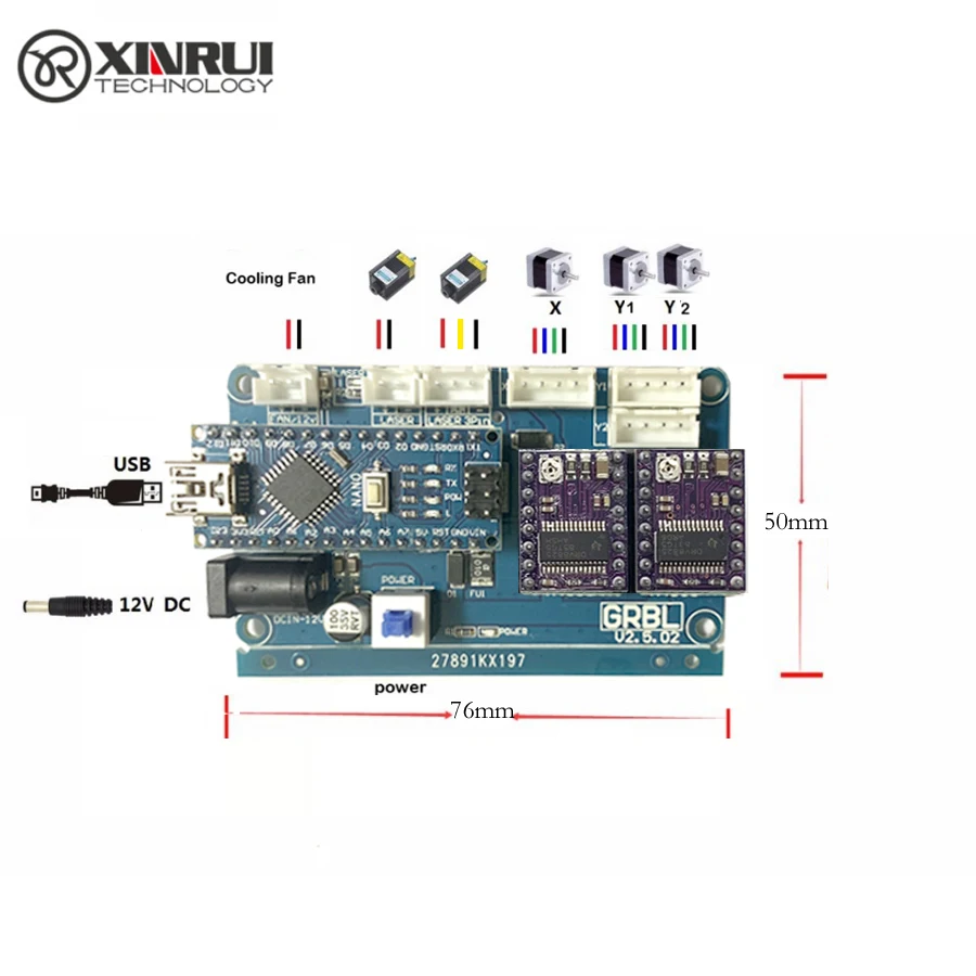 GRBL Управление доска DIY USB лазерная гравировка машины Micro 2 с одноосным шаговым двигателем Управление доска 12v
