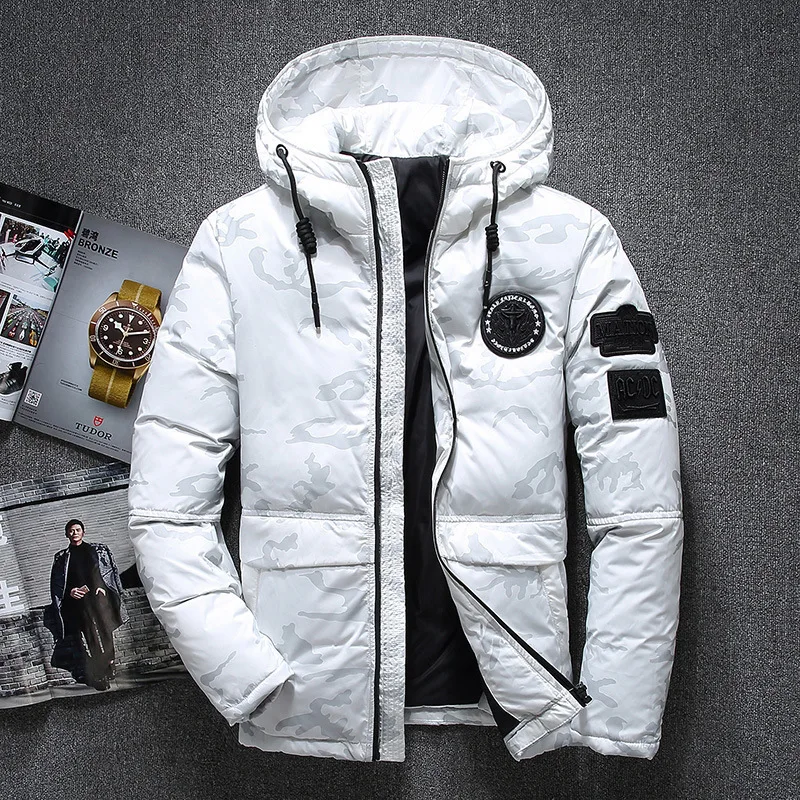 

Men winter waterproof down coat jacket White Duck Goose Down Jacket men real fur collar cg parkas Hooded Thick Parkas Mujer