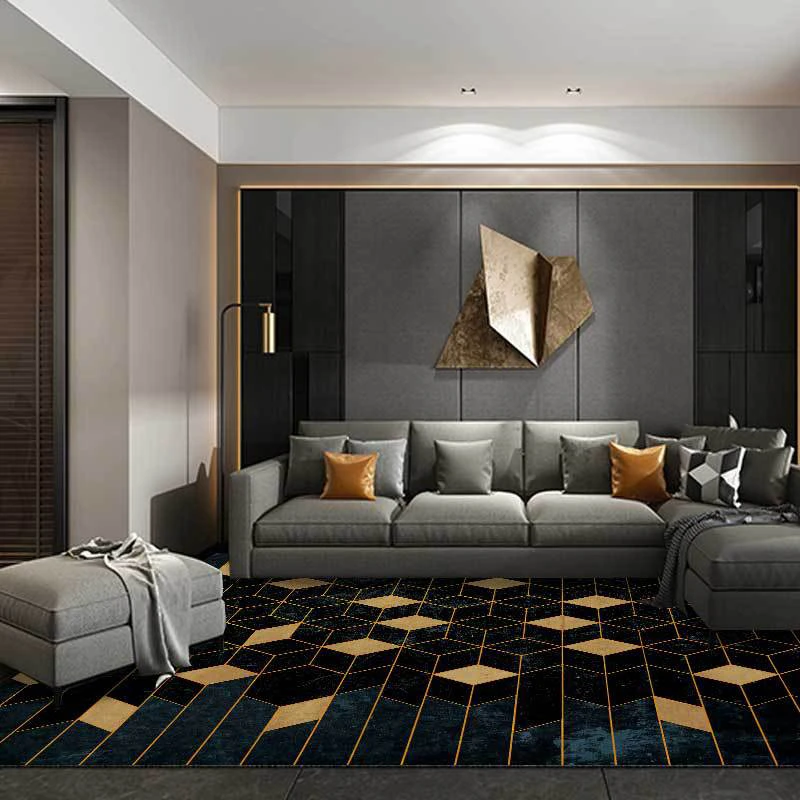 Best Sale 03337 Modern 3d Diamond Black Gold Carpet Soft Crystal Velvet Living Room Bedroom Bedside Kitchen Rugs Non Slip Bathroom Mats Tapetes Cicig Co